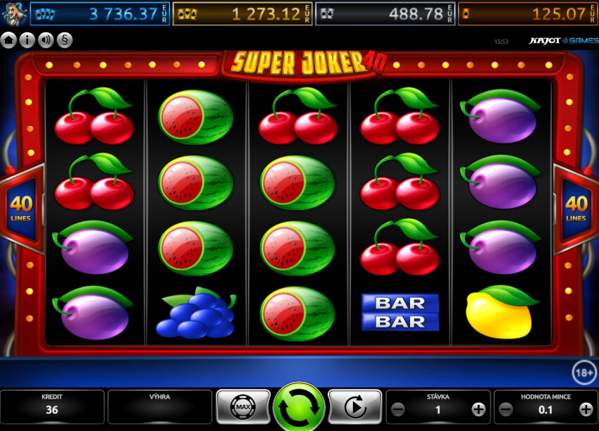 Kajot online casino - hrací automat Super Joker 40