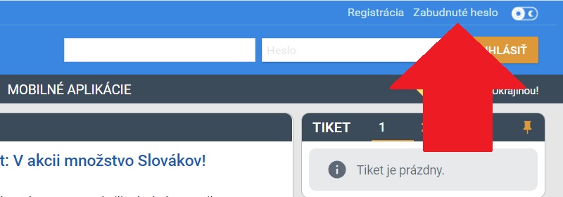 Zabudnuté heslo v Tipsporte