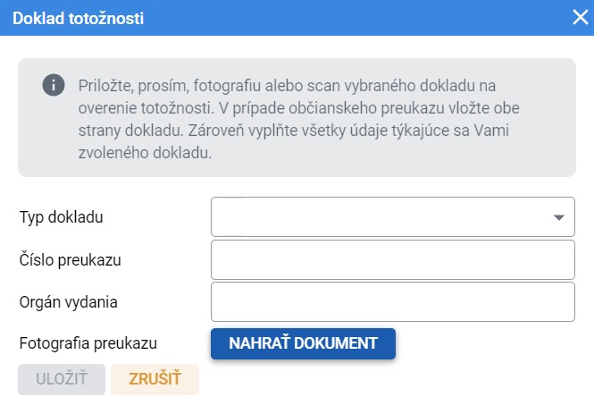 Zmena dokladu Tipsport cez desktop web tipsport.sk