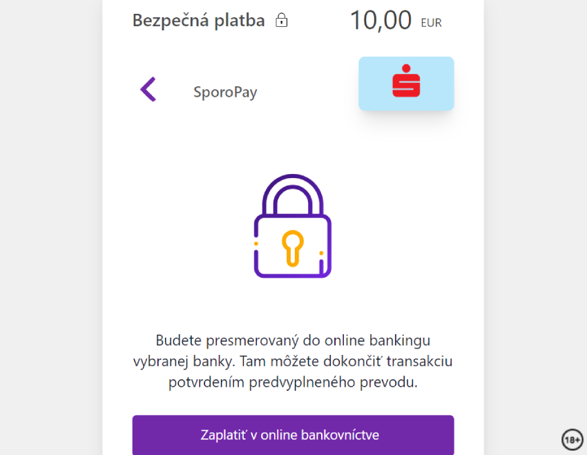 OlyBet online casino – platba cez internet banking