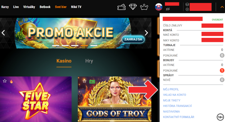 Niké online casino – kde zmeniť IBAN