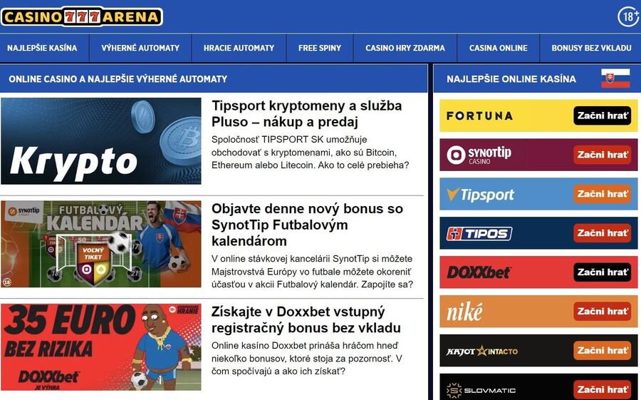 Navštívte web casinoarena.sk