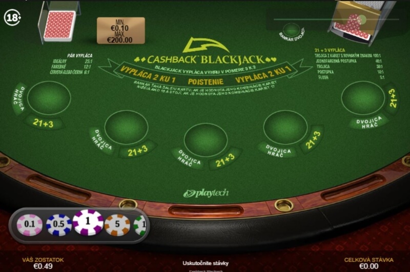 Hra Cashback Blackjack